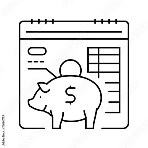 savings plan budget planning line icon vector. savings plan budget planning sign. isolated contour symbol black illustration