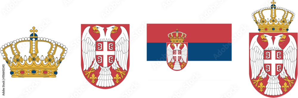 Serbia flag set. Isolated Serbia flag on white background Serbia flag set. Isolated Serbia flag on white background