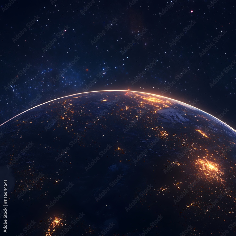 Obraz premium Earth surrounded by stars in night sky game scenery image