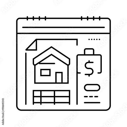 mortgage payment budget planning line icon vector. mortgage payment budget planning sign. isolated contour symbol black illustration
