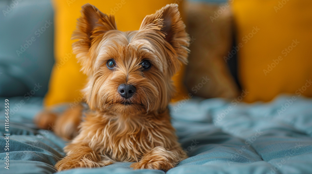Beautiful cute Yorkie Puppy dog on a bright background Beautiful cute Yorkie Puppy dog on a bright background