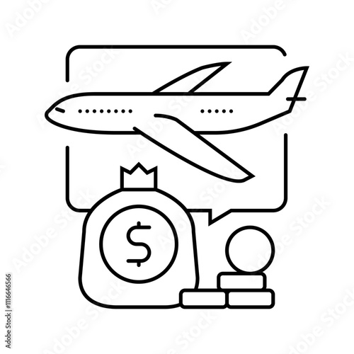 travel budget planning line icon vector. travel budget planning sign. isolated contour symbol black illustration