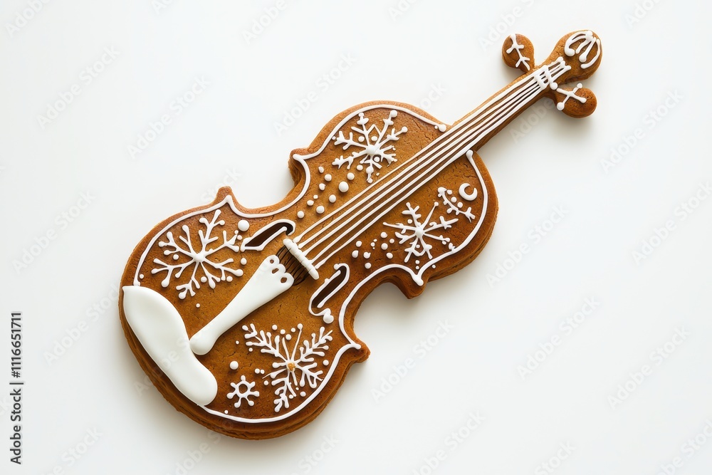 Obraz premium Delicious Gingerbread Violin Cookie Perfectly Crafted for Exciting Holiday Festivities
