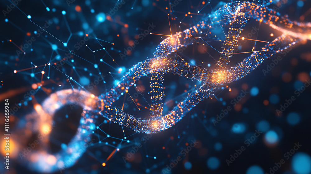 A stylized DNA strand glowing with data streams, symbolizing biotech innovations, online health diagnostics, and personalized medicine. A stylized DNA strand glowing with data streams, symbolizing biotech innovations, online health diagnostics, and personalized medicine.