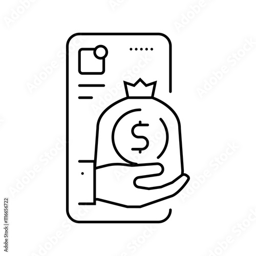 app budget planning line icon vector. app budget planning sign. isolated contour symbol black illustration