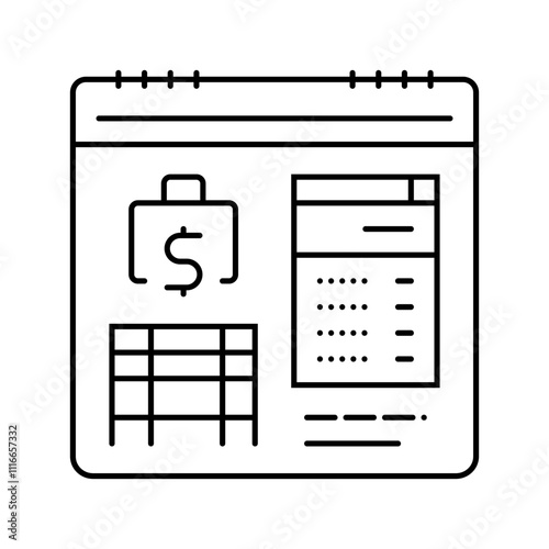 yearly budget budget planning line icon vector. yearly budget budget planning sign. isolated contour symbol black illustration