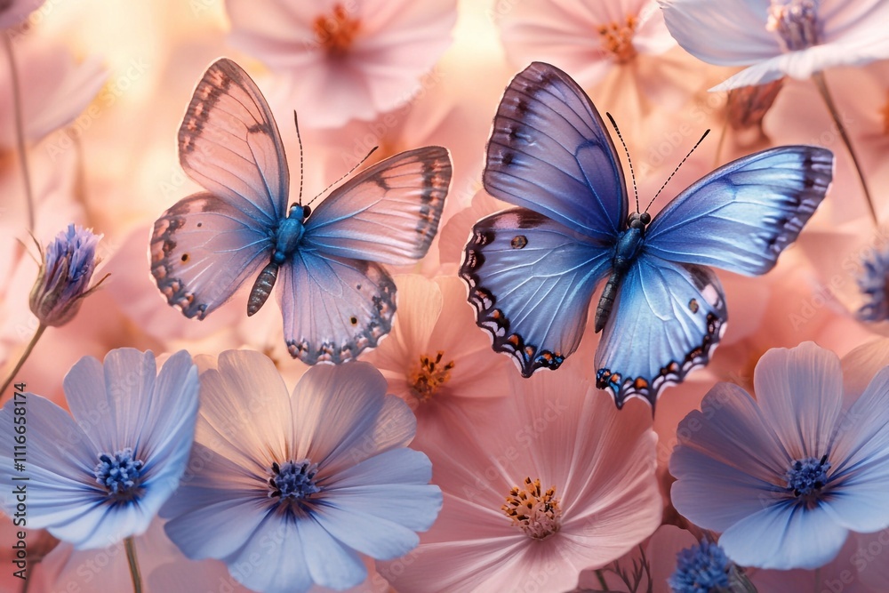 Obraz premium butterflies and flowers