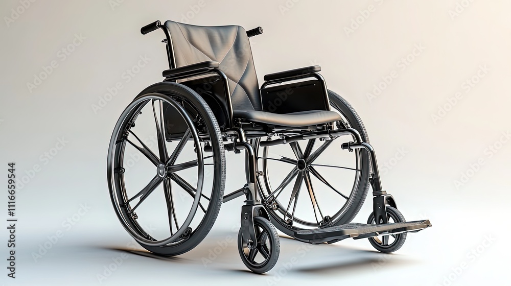 Modern black wheelchair on plain background. Modern black wheelchair on plain background.