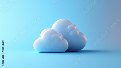 Simple 3D Cloud Storage Icon with Minimalist Design Elements
