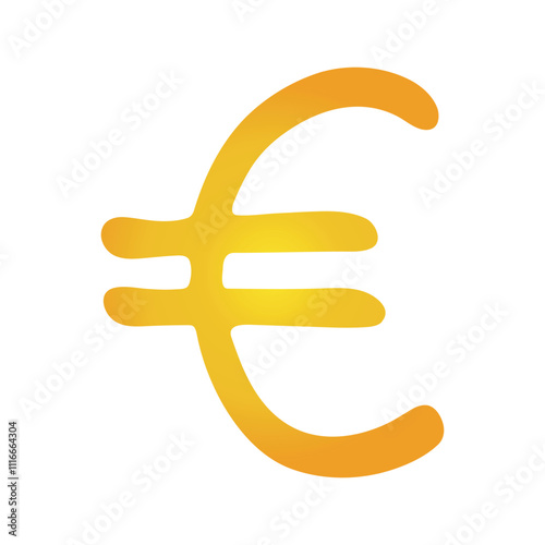 Hand drawn euro currency symbol. Brush stroke doodle. Single element for design