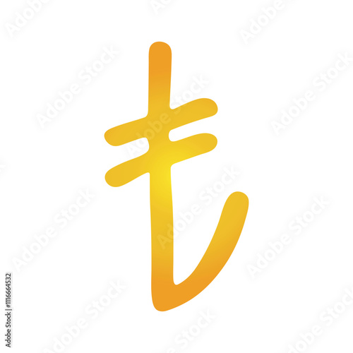 Hand drawn turkish lira Gold currency symbol Brush stroke doodle Single element for design
