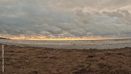 Surfing at sunset Tamarindo beach Costa Rica Time Lapse