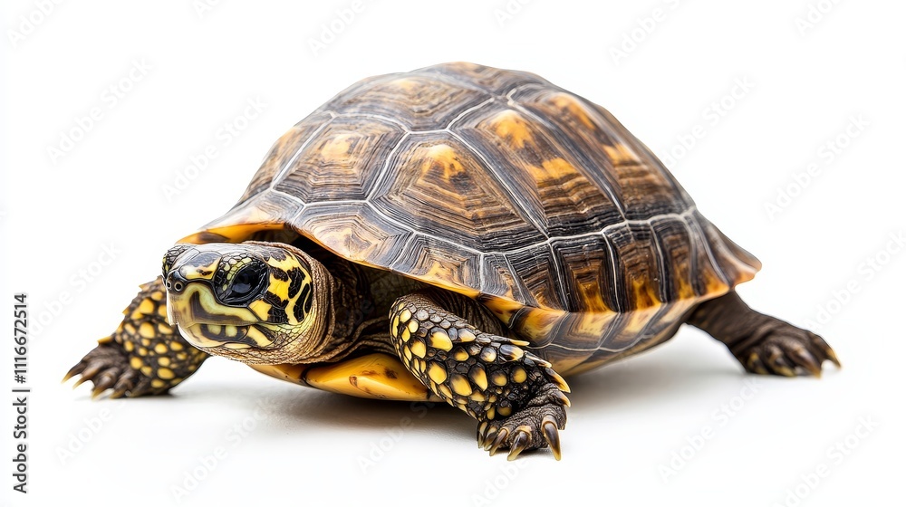 A Hawksbill turtle isolated on a white background. A Hawksbill turtle isolated on a white background.