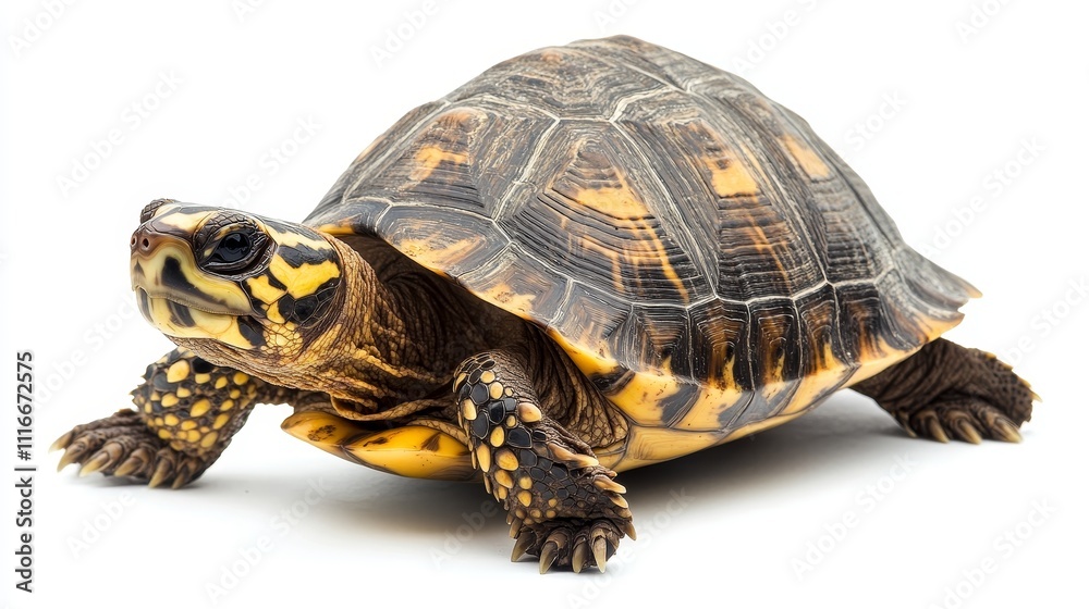 Fototapeta premium A Hawksbill turtle isolated on a white background.