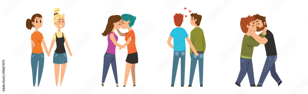 People Character Taking Part in Pride Parade Vector Set People Character Taking Part in Pride Parade Vector Set