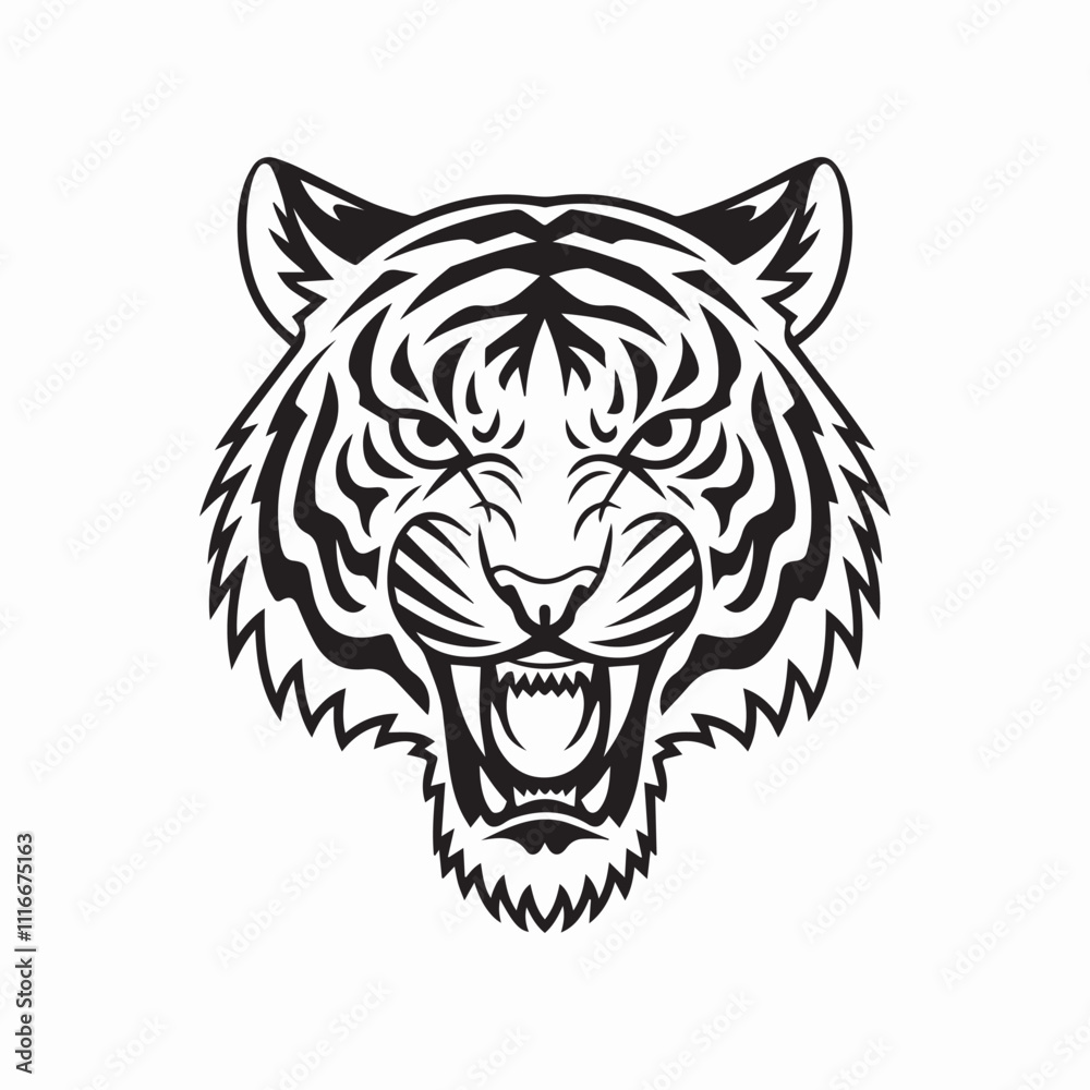 Obraz premium Tiger head silhouette vector