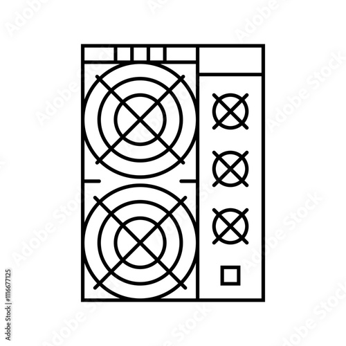 asic miner cryptocurrency mining line icon vector. asic miner cryptocurrency mining sign. isolated contour symbol black illustration