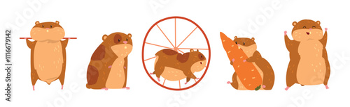 Cute Hamster Character with Pretty Snout Vector Set