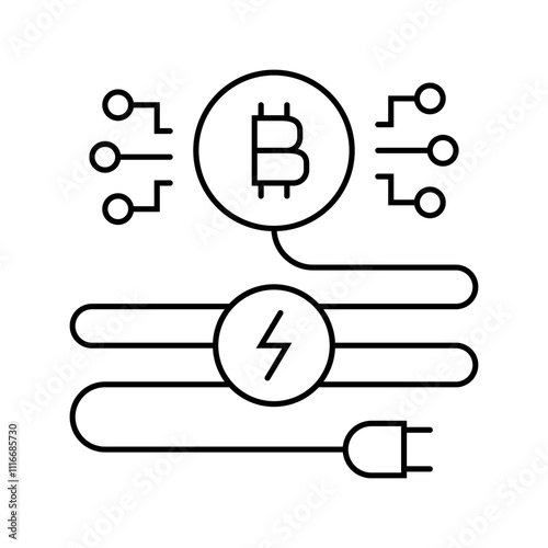 power consumption cryptocurrency mining line icon vector. power consumption cryptocurrency mining sign. isolated contour symbol black illustration