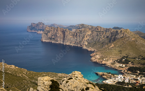 View of Cap de Formentor from Cala Sant Vicenc, Mallorca, Pollenca, Serra de Tramuntana