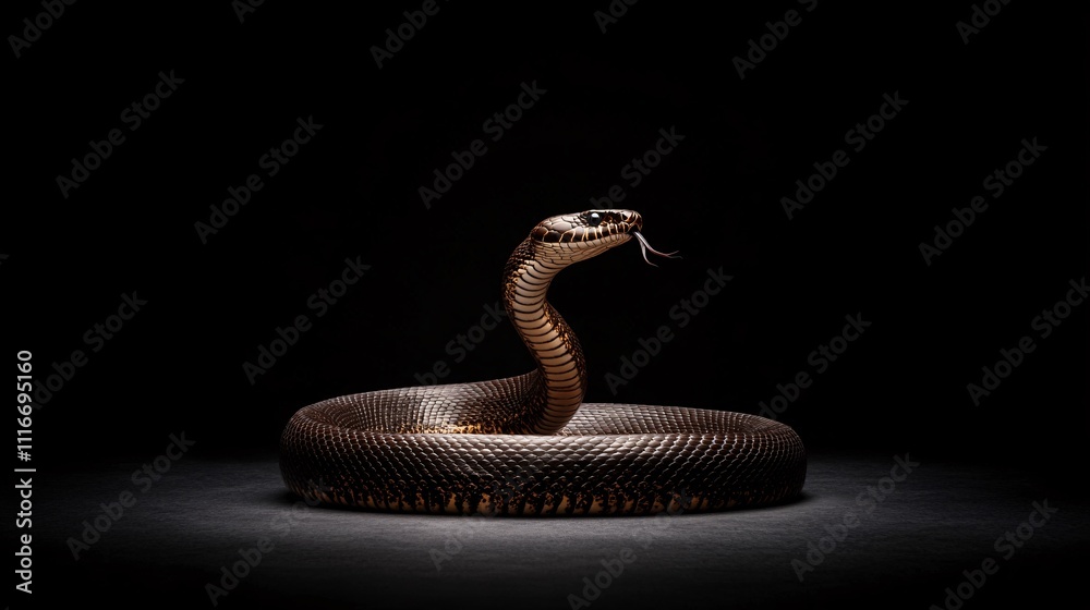 Fototapeta premium Coiled Snake in Studio Lighting
