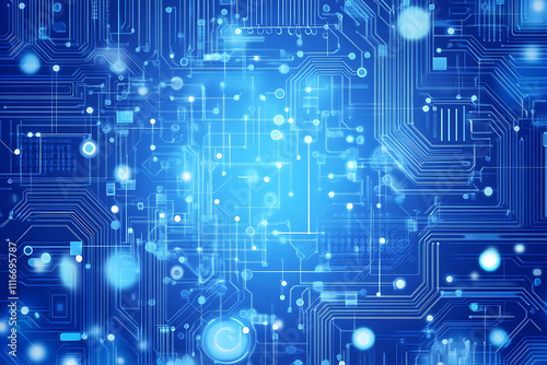 Wallpaper Mural Futuristic vector illustration of a aqua circuit board with intricate digital tech elements, perfect for advanced technology backgrounds. Torontodigital.ca