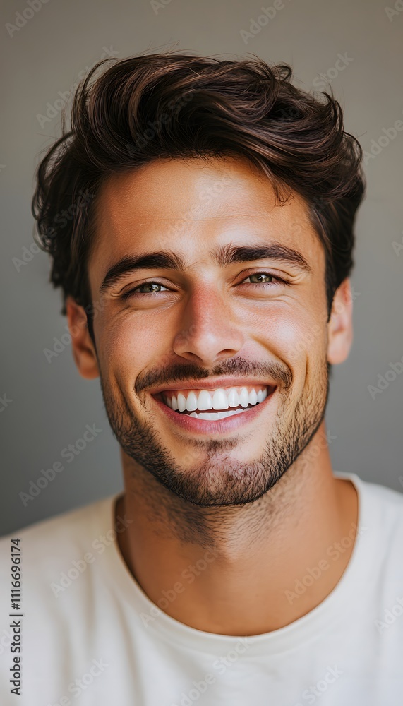 Photo portrait of a handsome man smiling with clean teeth Photo portrait of a handsome man smiling with clean teeth