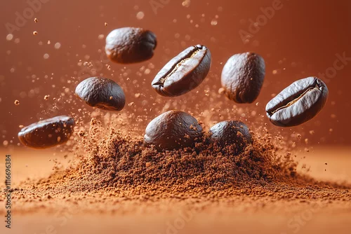 Panel kuchenny z motywem Spadające ziarna kawy