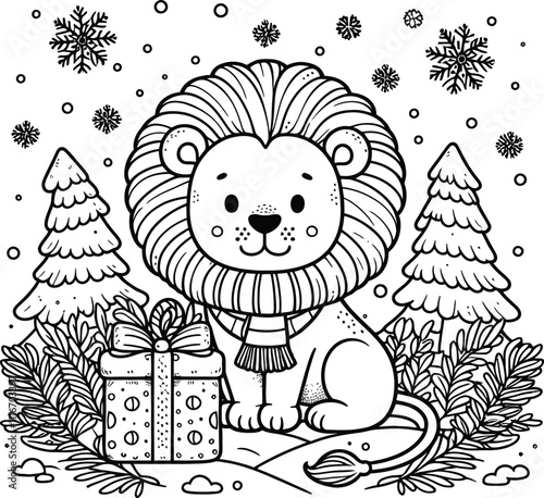 Sparkling Winter Night Sky coloring pages, Magical Snowy Forest Adventure