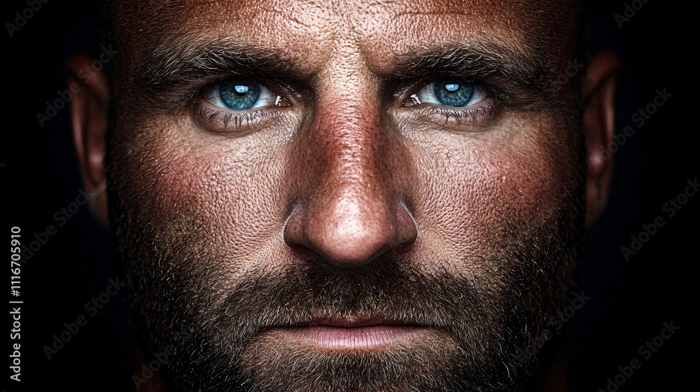Intense gaze of a rugged man Intense gaze of a rugged man