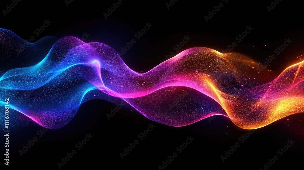 Fototapeta premium Abstract Cosmic Flow: A Symphony of Vibrant Hues and Glimmering Stardust