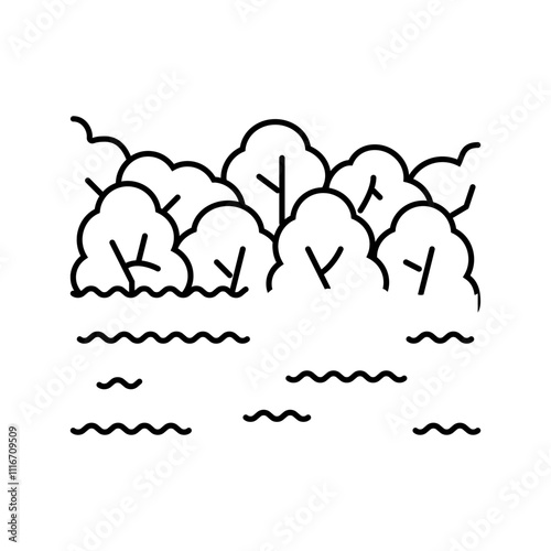 flooded park disaster line icon vector. flooded park disaster sign. isolated contour symbol black illustration