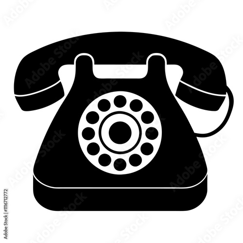 A vintage rotary dial telephones silhouette vector icon illustration on white background.