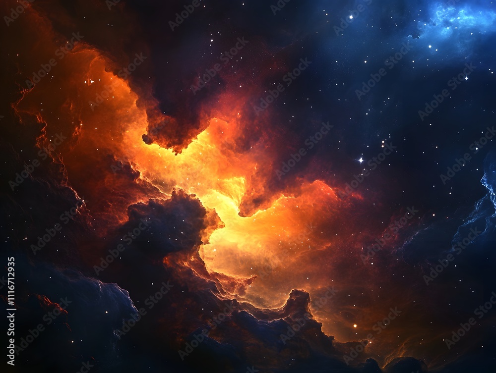 Fototapeta premium Mesmerizing abstract image featuring swirling golden particles in a spiral formation, evoking cosmic energy and dynamic motion against a dark background