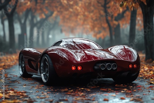 red car on the street