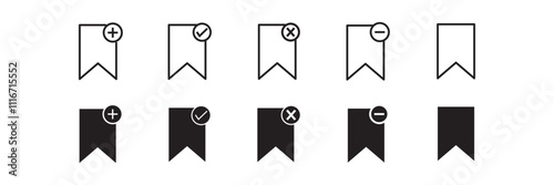 Bookmark Symbol Icon Set, Save and add to favourites vector icon..