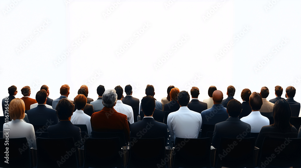 Obraz premium Large audience watching a presentation on a blank screen
