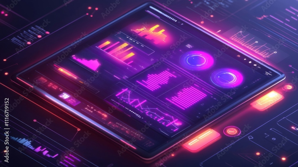 Futuristic Tablet Displaying Data and Charts Futuristic Tablet Displaying Data and Charts