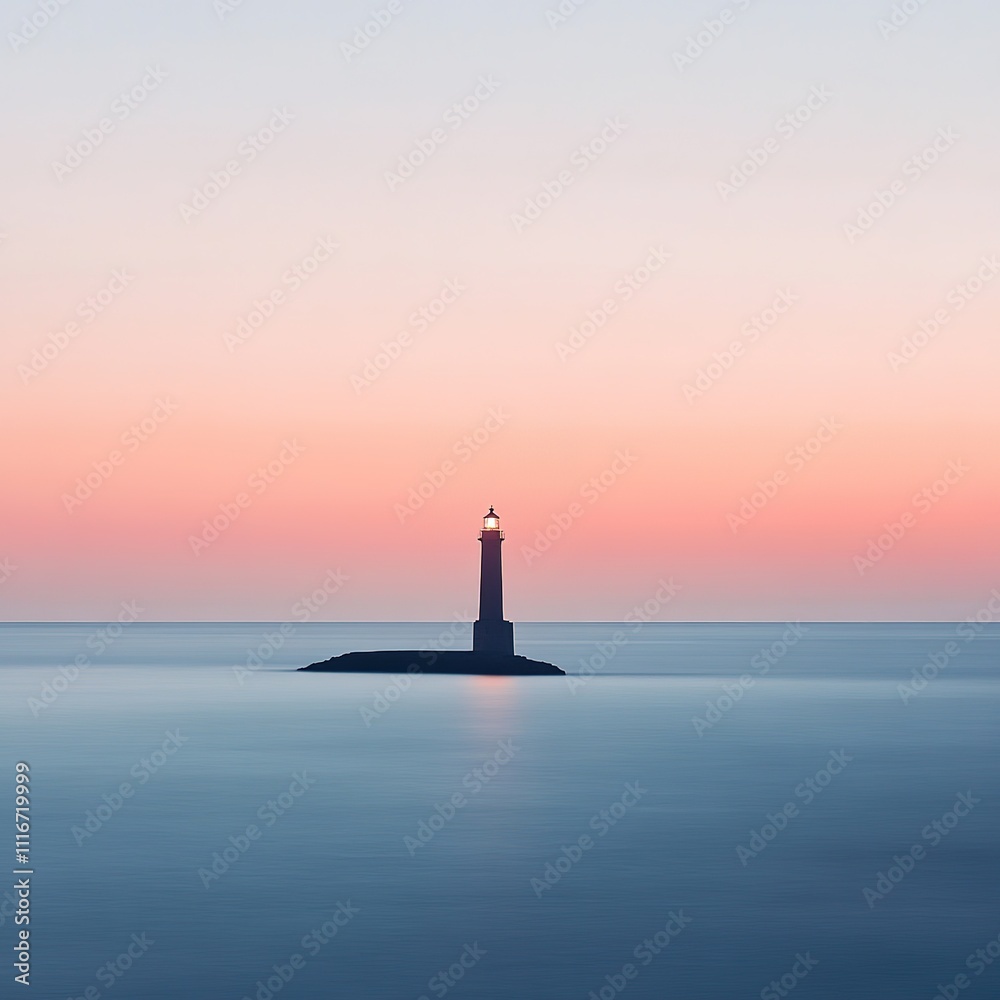 Lighthouse standing tall at dusk seaside landscape tranquil ocean serene viewpoint nature's beauty Lighthouse standing tall at dusk seaside landscape tranquil ocean serene viewpoint nature's beauty