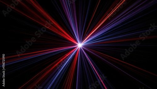 Abstract Red and Blue Laser Beams: A mesmerizing abstract design showcasing a radiant burst of red and blue laser beams emanating from a central point, creating an ethereal and dynamic visual effect.