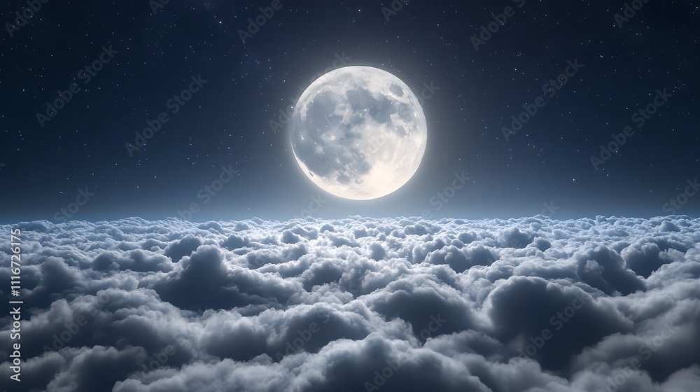 Fototapeta premium Moon and starry clouds in a dreamy night time background picture