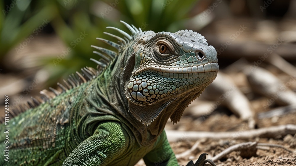 Fototapeta premium Green Iguana Portrait