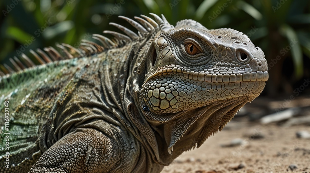 Obraz premium Green Iguana Portrait