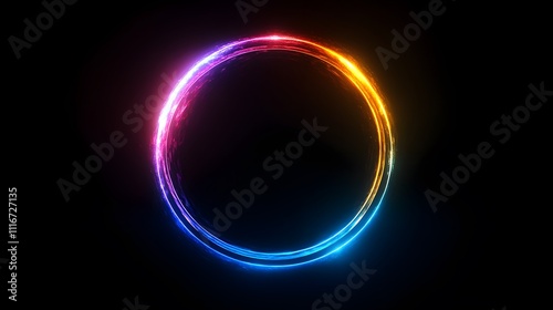Futuristic abstract 3D holographic shape with fluid iridescent colors and glowing effects, creating a dynamic visual experience against a black background
