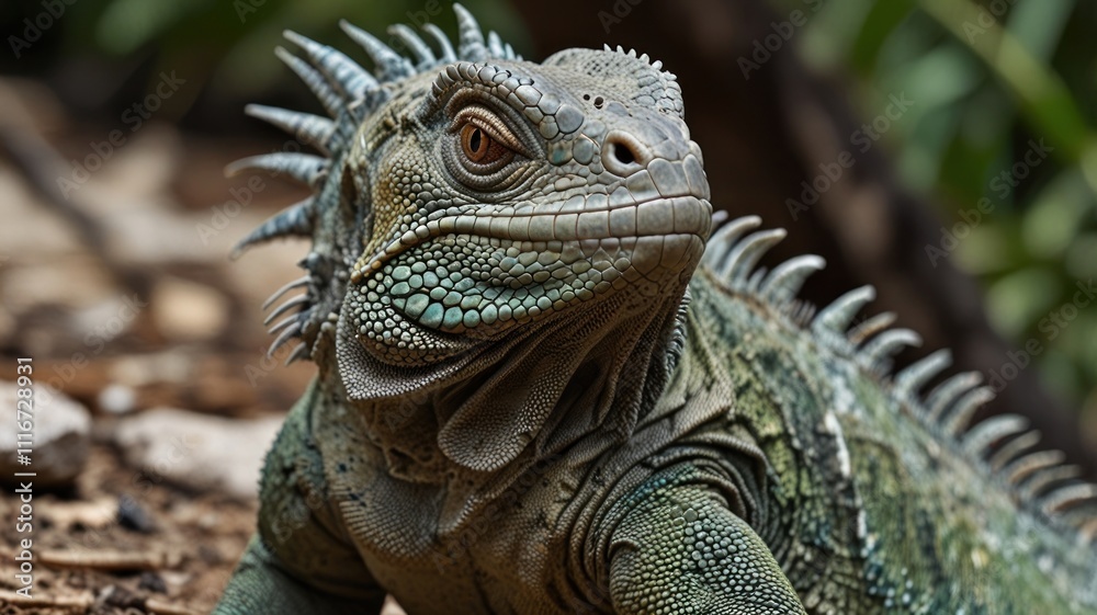 Fototapeta premium Green Iguana Portrait