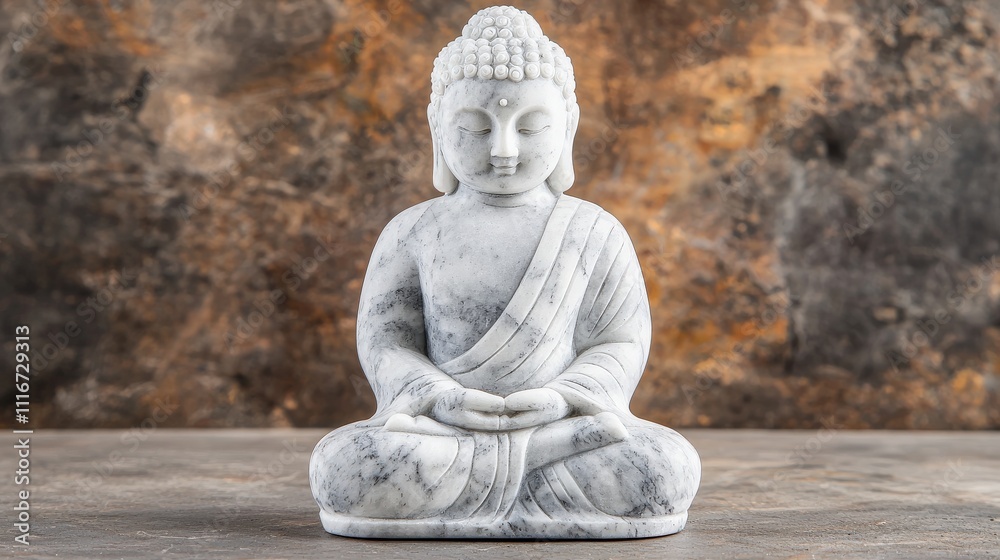 Serene Marble Buddha Statue in Meditation Pose Serene Marble Buddha Statue in Meditation Pose