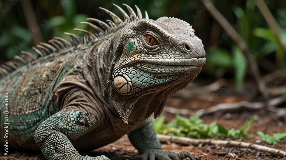 Fototapeta premium Green Iguana Portrait