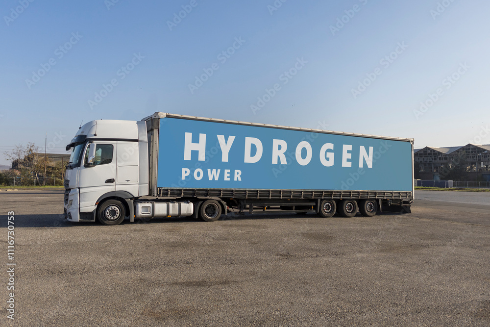 hydrogen truck parked in an industrial area hydrogen truck parked in an industrial area