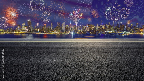 celebration night city building holiday firework happy new year landscape photo