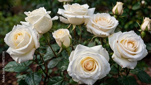 beautiful white roses in the garden